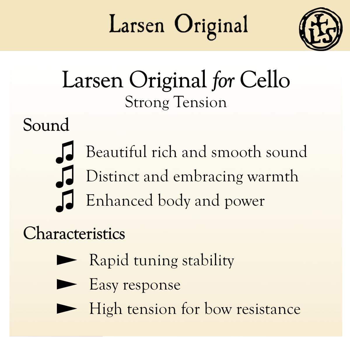 Larsen Original Cello Strings – Strong Tension Set - Powerful Sound and Enhanced Projection