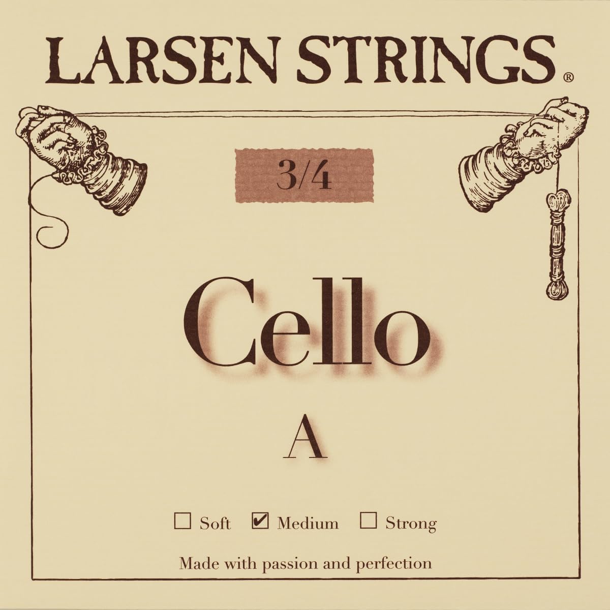 Larsen Original Cello Strings – 3/4 Size Medium Tension String Set for Fractional Cello – Embracing Warmth for Smaller Instruments