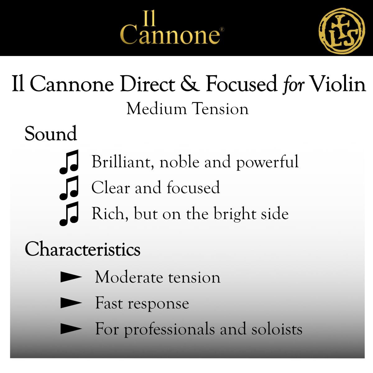 LARSEN STRINGS violin strings Il CANNONE set medium Direct&Focused