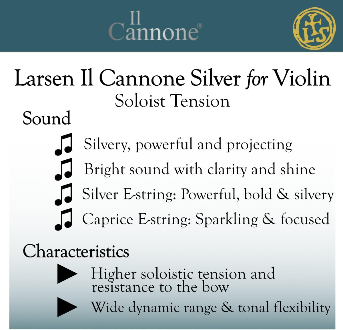 LARSEN STRINGS - Violin Strings 4/4 - Il Cannone Silver - Set
