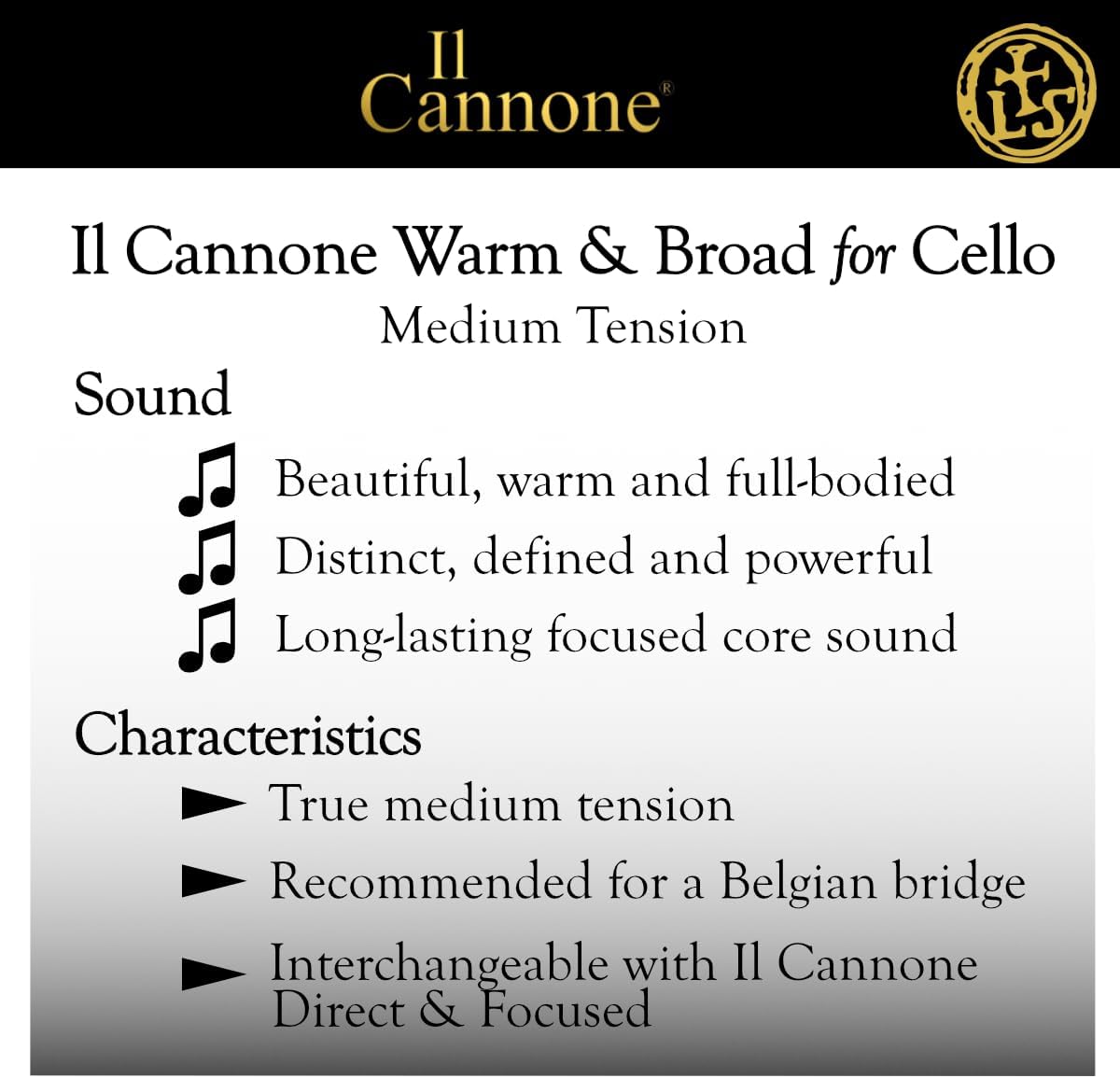 Larsen Il Cannone Cello Strings – Warm & Broad Set – Medium Tension Professional Cello Strings for Richness, Warmth and Power