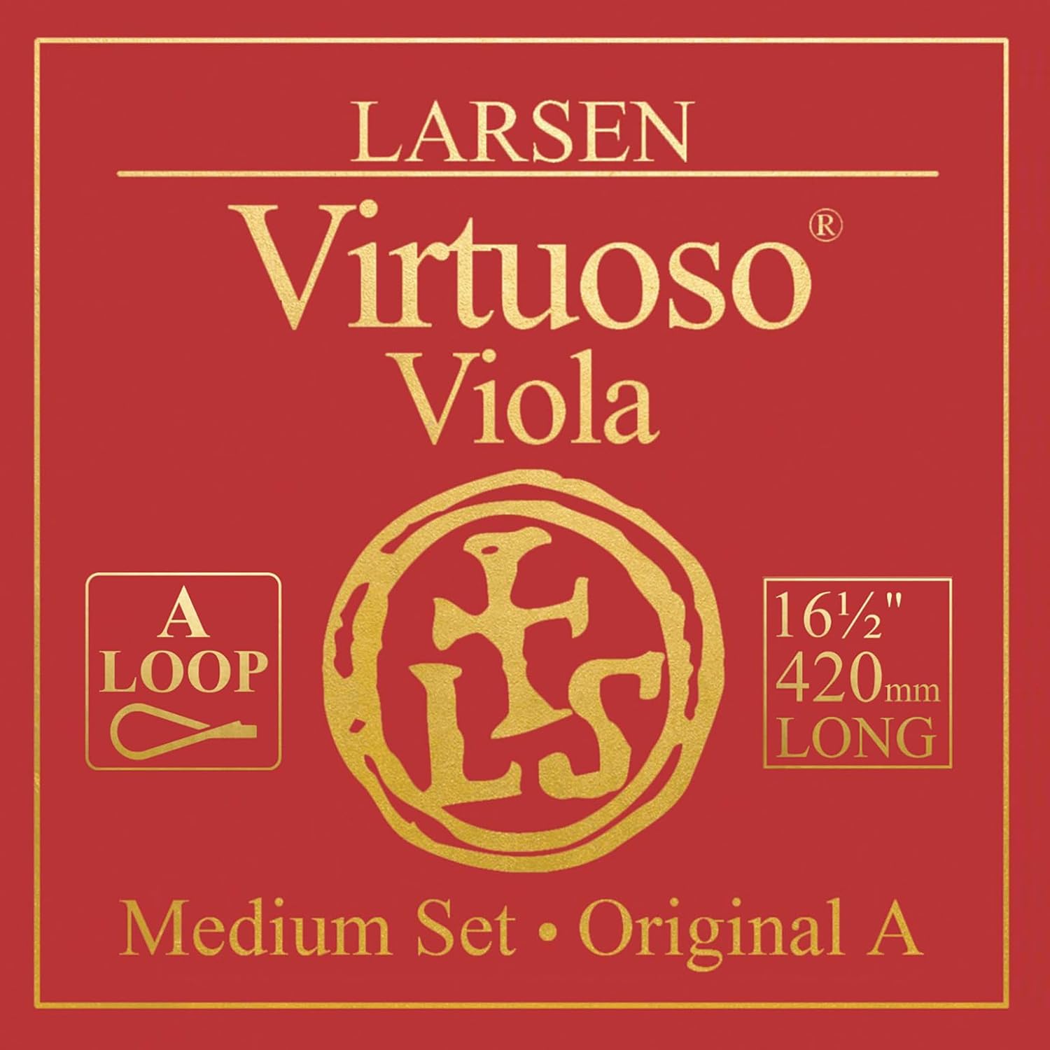 Larsen Virtuoso Viola Extra Long Strings – Medium Tension 42 cm / 16.5” Professional Set with A Loop End for Warm & Clear Sound for larger violas