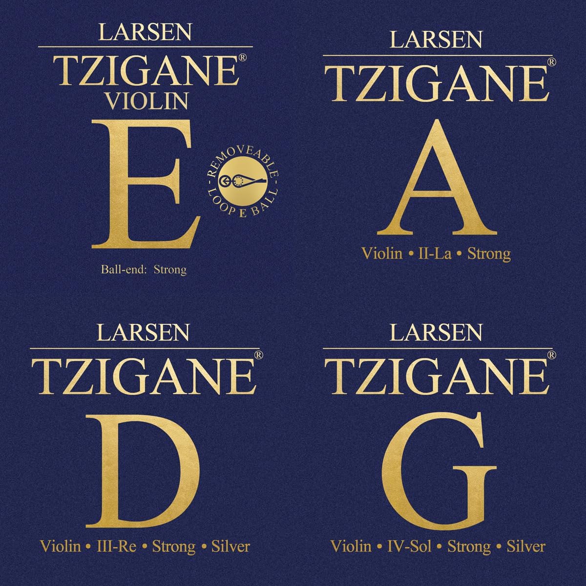 Larsen Tzigane Violin Strings – Strong Tension Set for Power and Warmth and perfect for Bright Instruments