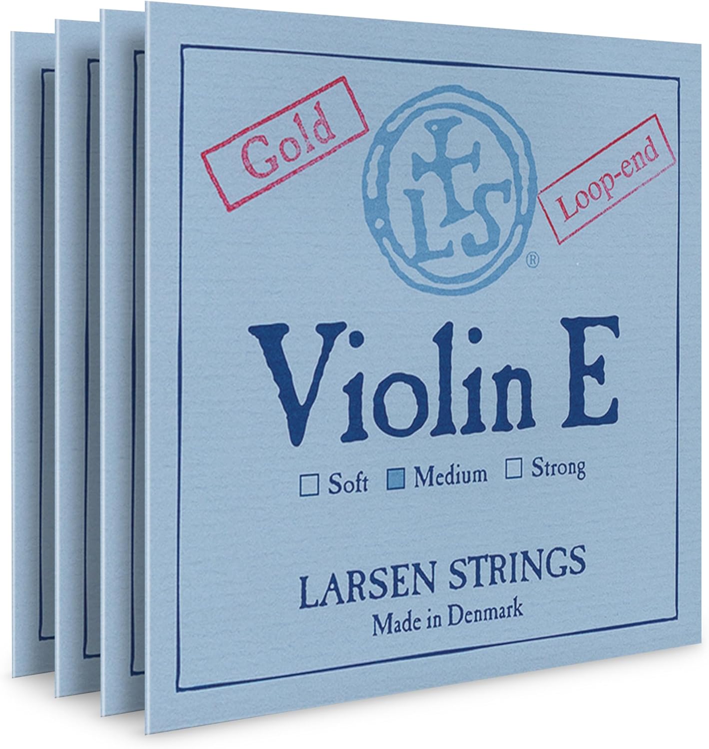 Larsen Original Violin Strings with Gold E String with Loop End – Medium Tension Set for Warmer Tone with Reliable Projection