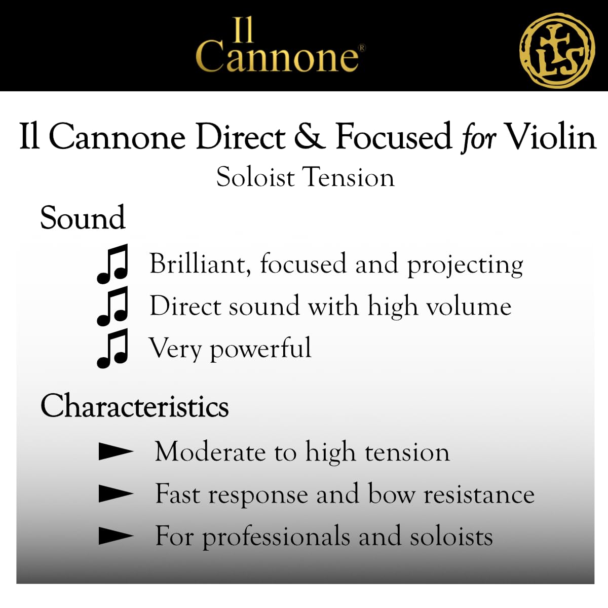 LARSEN STRINGS violin strings Il CANNONE set Soloist Direct&Focused