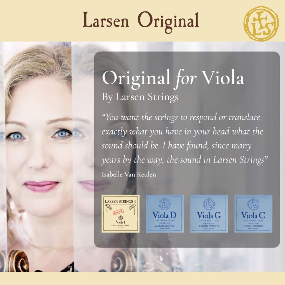 Larsen Original Viola Strings – Medium Tension Set with A Ball End for Warmth, Clarity & Stability