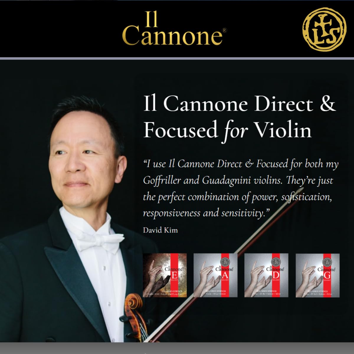 LARSEN STRINGS violin strings Il CANNONE set medium Direct&Focused