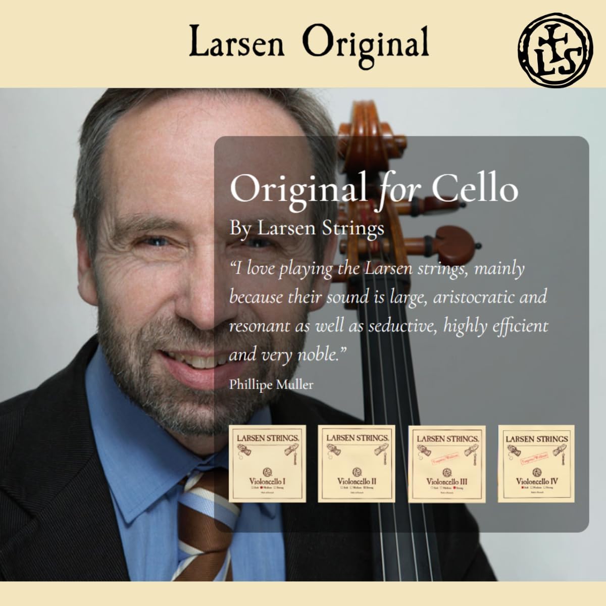Larsen Original Cello Strings – Medium Tension Set - Balanced Warmth and Projection for All-Round Performance