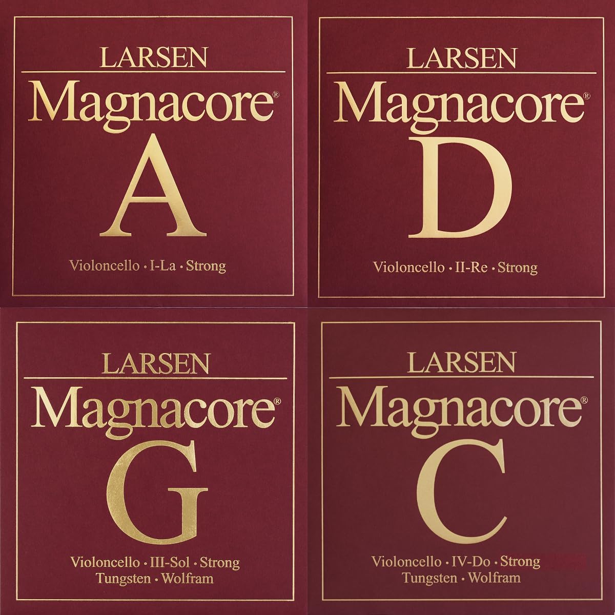 Larsen Magnacore Cello Strings – Strong Tension Set – Enhanced Projection and Precision for Powerful Instruments