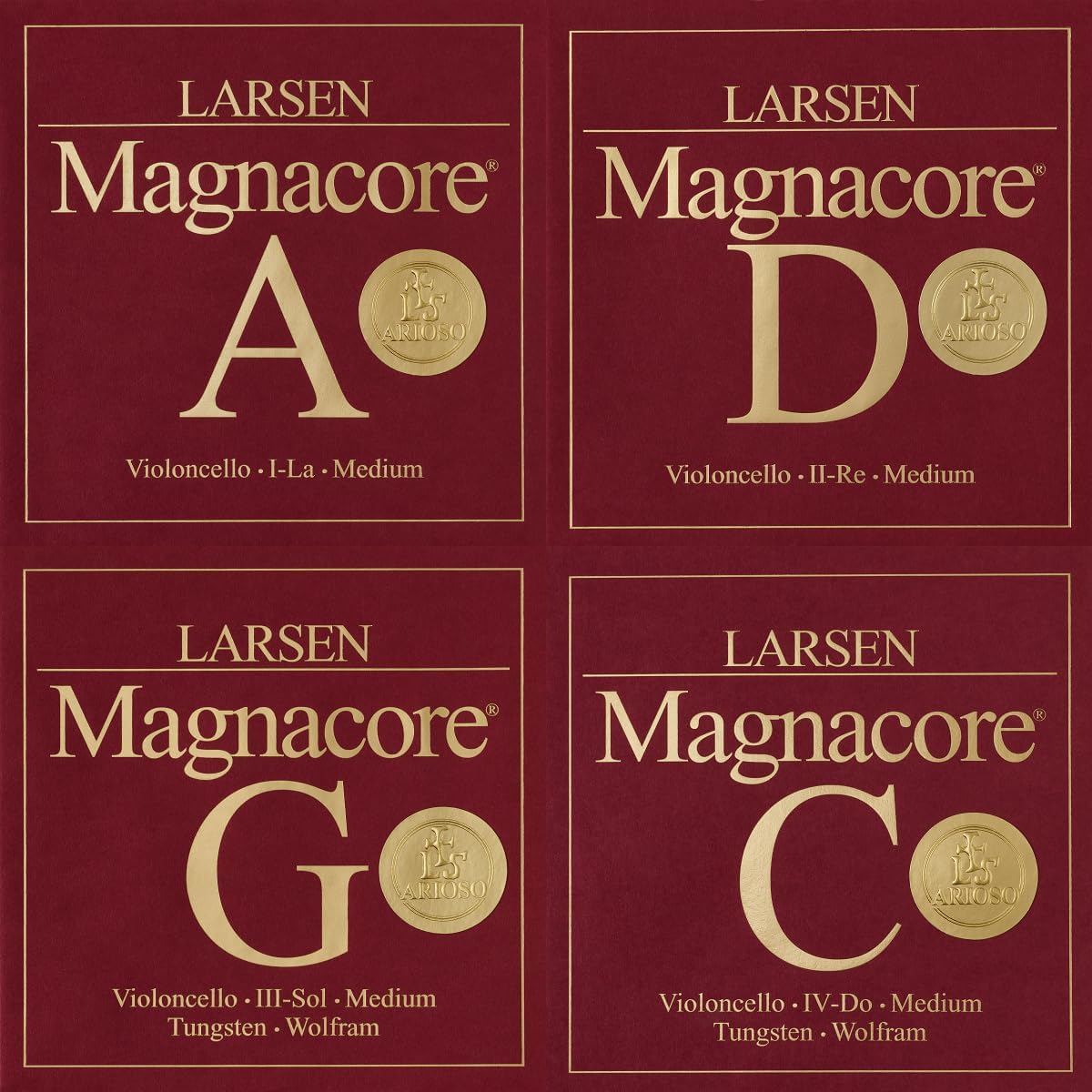 Larsen Magnacore Arioso Cello Strings – Medium Tension Set – Light Feel with Brilliant Depth