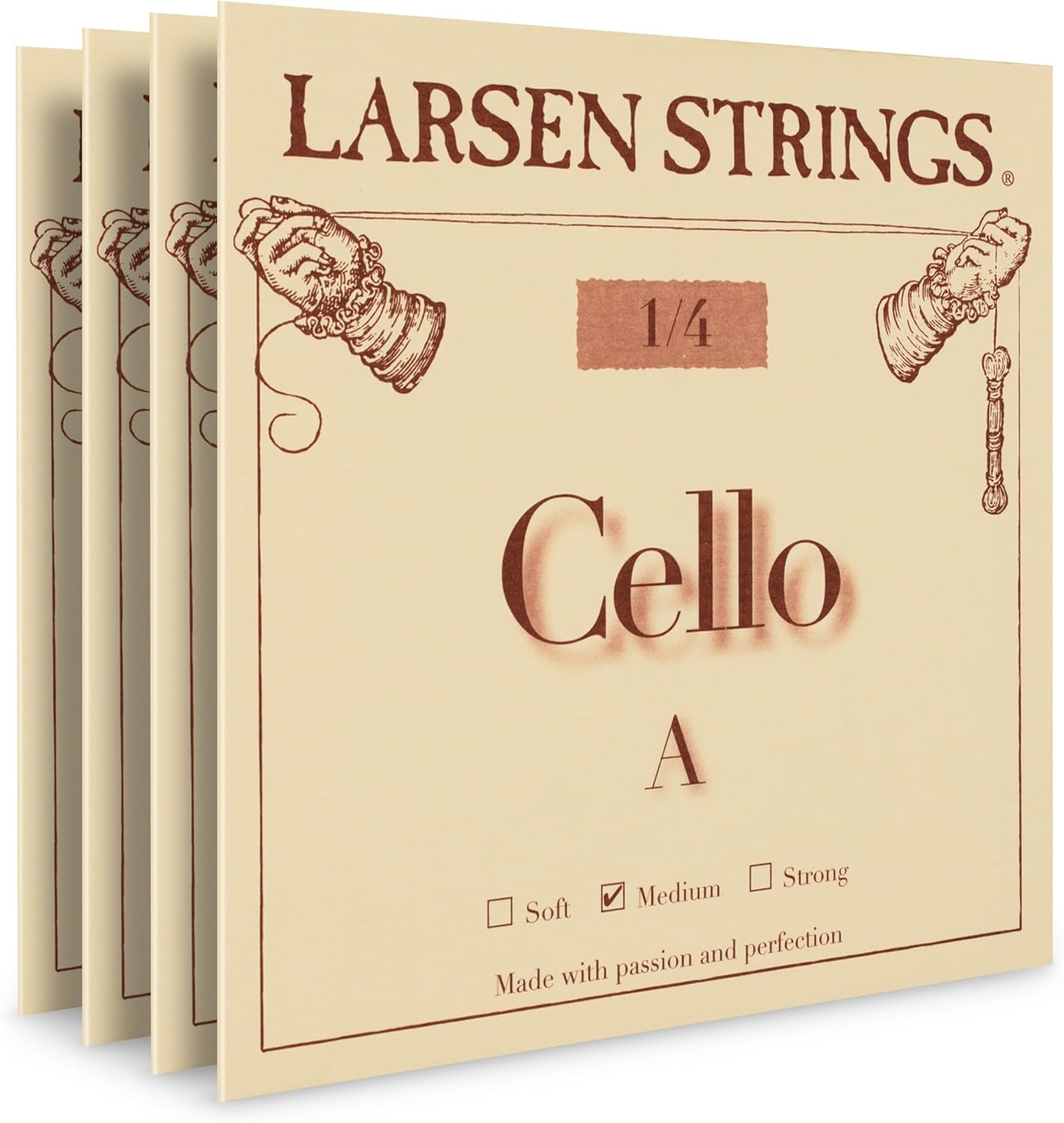 Larsen Original Cello Strings – 1/4 Size Medium Tension String Set for Fractional Cello – Embracing Warmth for Smaller Instruments