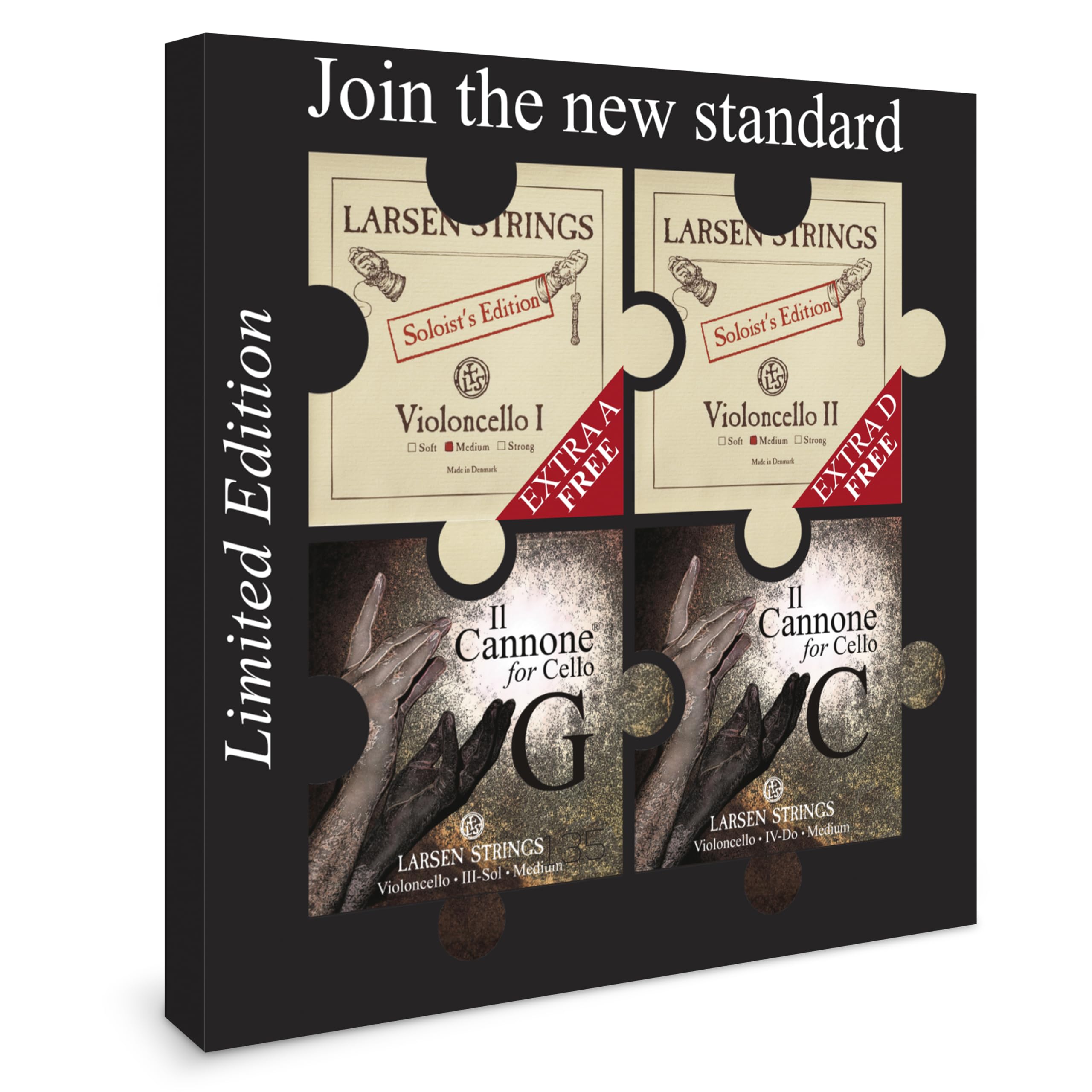 Larsen Cello Limited Edition Original Campaign set – Medium Tension Larsen Soloist and Il Cannone Cello Strings